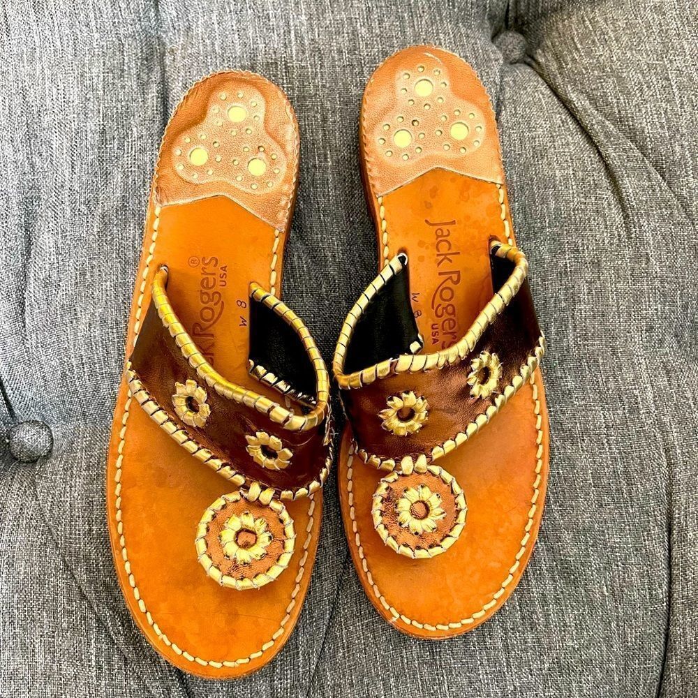 ‎Jack Rogers Bronze & Gold Hampton Sandals